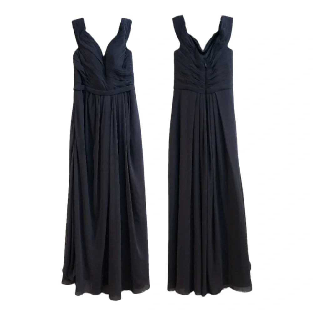 AZAZIE Chiffon Formal Off-the-Shoulder Bridesmaids Gray V Neck Maxi Dress A4